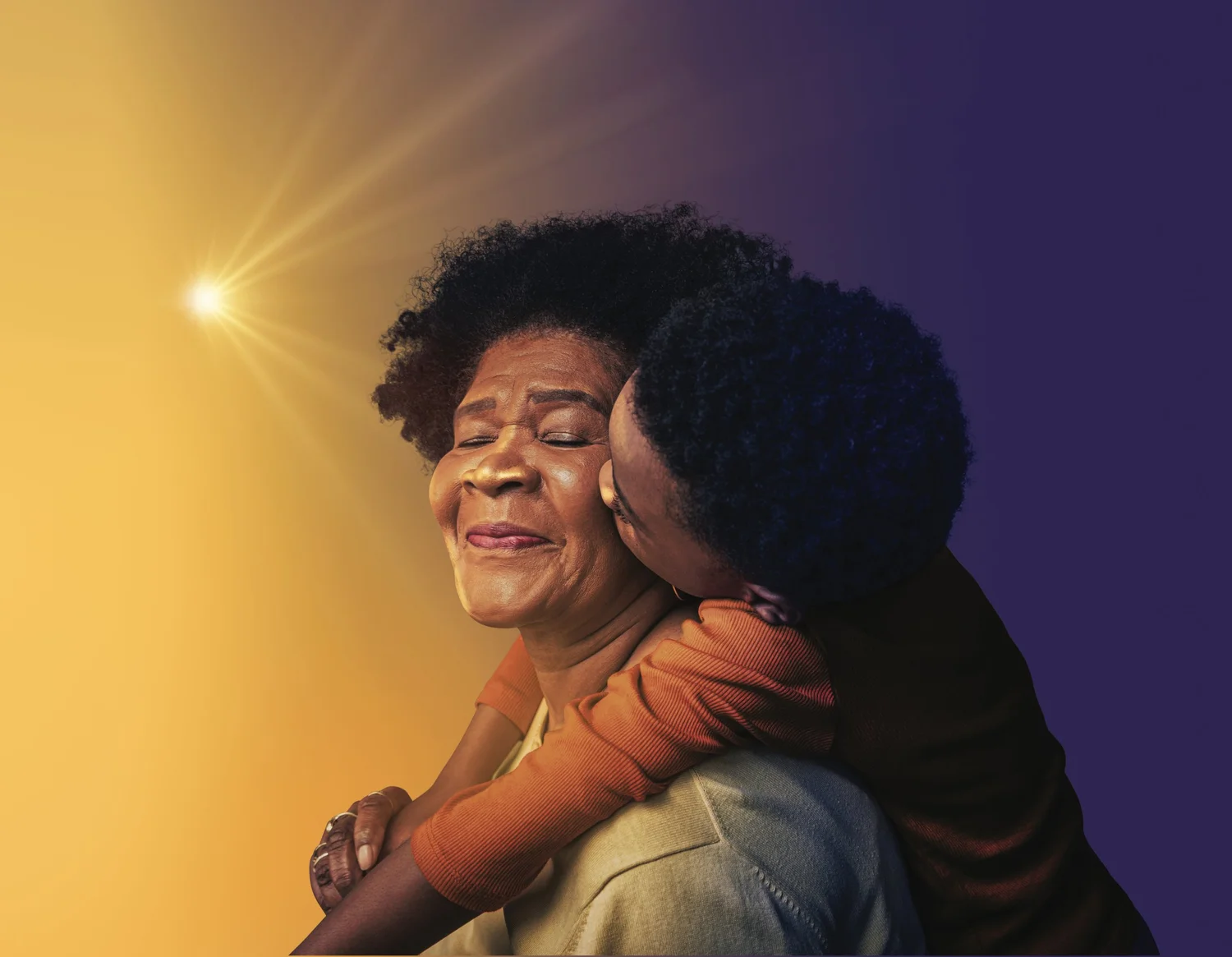 Grandmother and grandchild embracing