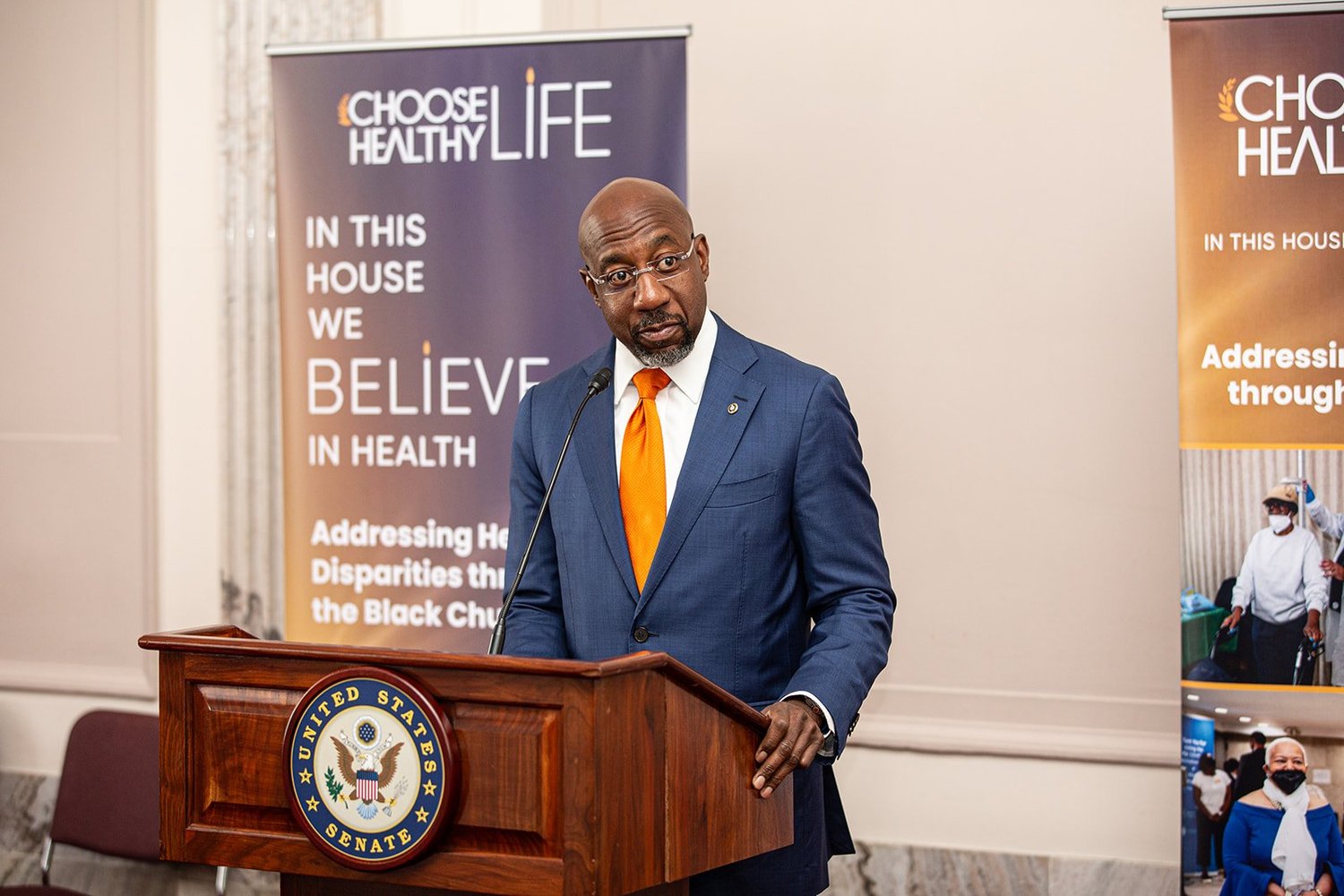 Senator and CHL Clergy Council Member Sen. Raphael Warnock (GA) addresses the audience
