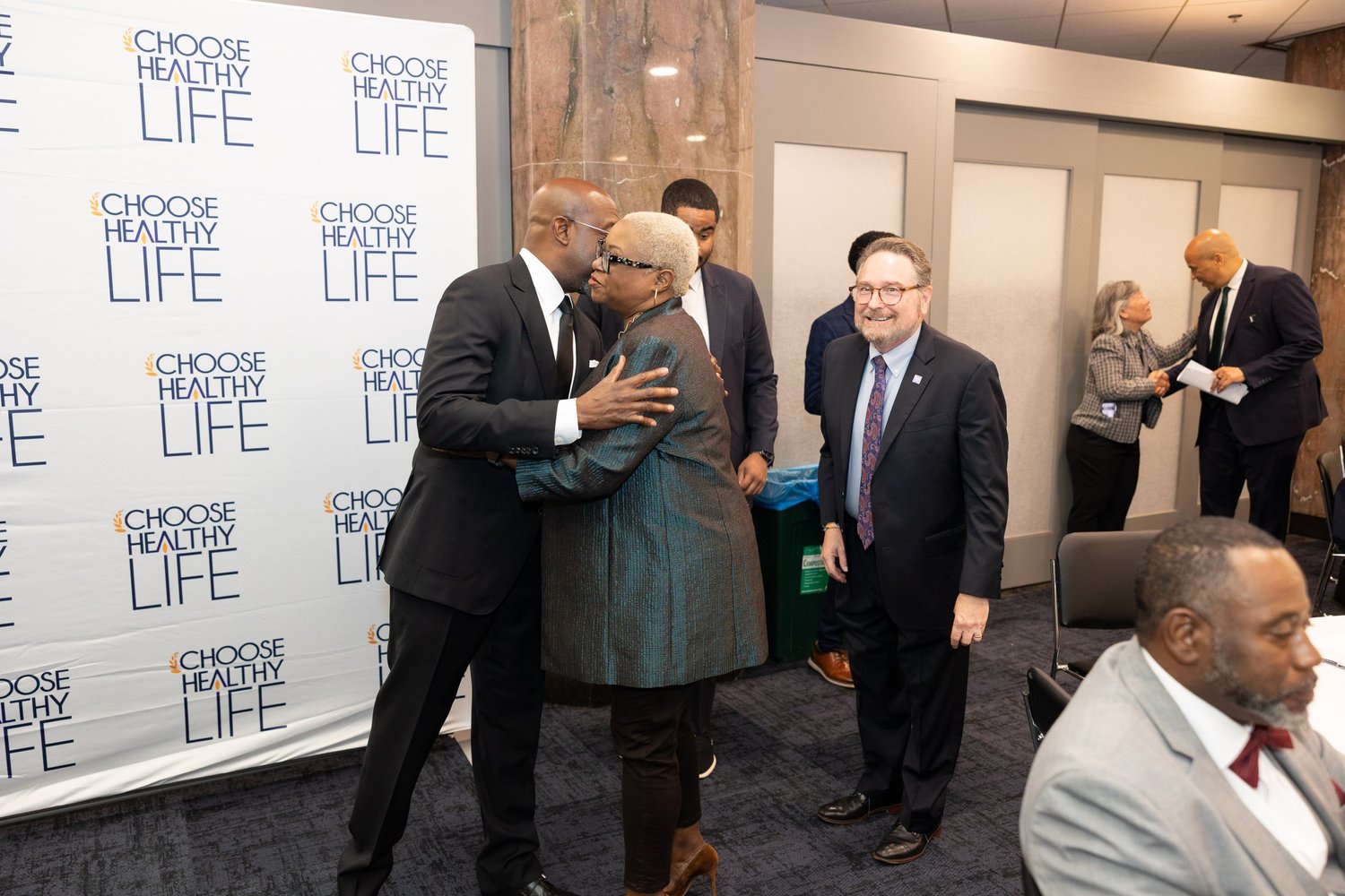 Sen. Raphael Warnock (GA) with CHL Clergy Council Co-Chair Bishop Leah Daughtry, and CHL Chief Operating Officer Ron Ticho